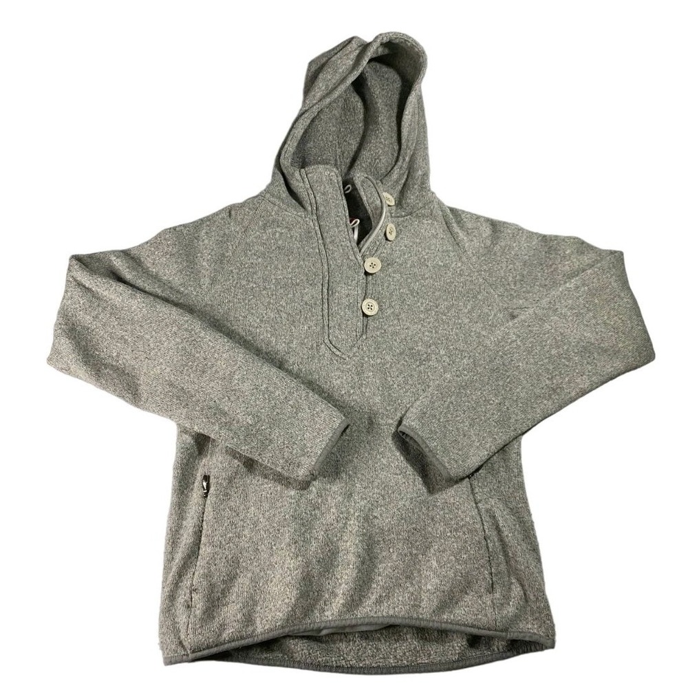 The North Face Cresent Sunset Gray Button Hoodie Medium Women Knit Zip